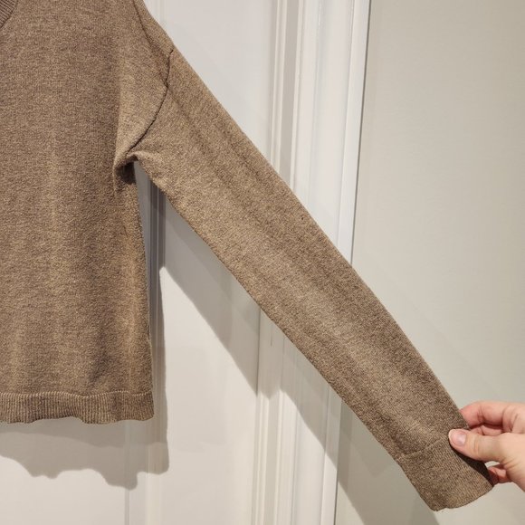 Gap Cropped Crewneck Knit | Tan/Brown | Size XS - Picture 3 of 7